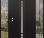 Modern Steel Front Door DIAMOND A4 68" X 80" BLACK/WHITE FROSTED GLASS PANEL BLACK RHI WITH 2 SIDELITES CLEAR GLASS