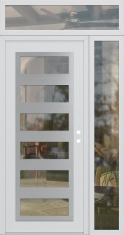 Diamond C9 50" x 96" white/white clear Glass Panel stainless steel LHI with Sidelite and Transom clear Glass