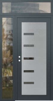 Diamond C8 48" x 96" anthracite/anthracite mirrored Glass Panel stainless steel RHI with Sidelite and Transom clear Glass