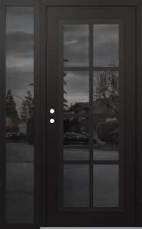 Diamond C16 48" x 80" black/black mirrored Glass Panel black RHI with Sidelite mirrored Glass