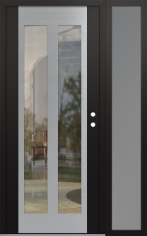 Diamond C14 50" x 80" black/black clear Glass Panel stainless steel LHI with Sidelite frosted Glass