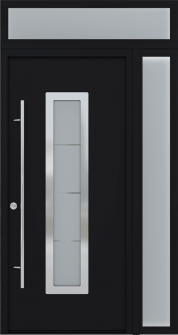 MODERN FRONT STEEL DOOR ARGOS BLACK/WHITE 49 1/4" X 95 11/16" RHI + SIDELITE RIGHT/TRANSOM