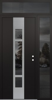 DIAMOND A9 50" X 96" BLACK/BLACK MIRRORED GLASS PANEL STAINLESS STEEL LHI WITH SIDELITE AND TRANSOM MIRRORED GLASS