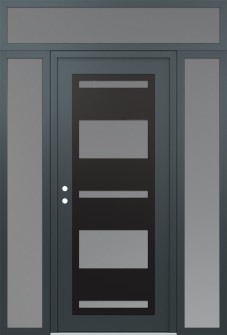 Diamond C10 60" x 96" anthracite/anthracite frosted Glass Panel black RHI with 2 Sidelites and Transom frosted Glass