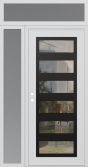 Diamond C9 52" x 96" white/white clear Glass Panel black RHI with Sidelite and Transom frosted Glass