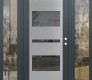 Modern Steel Front Door Diamond C10 60" x 80" anthracite/anthracite mirrored Glass Panel stainless steel LHI with 2 Sidelites clear Glass