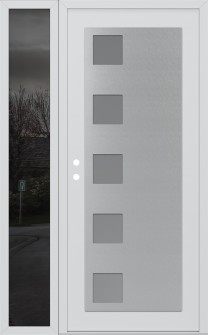 Diamond C5 52" x 80" white/white frosted Glass Panel stainless steel LHI with Sidelite mirrored Glass