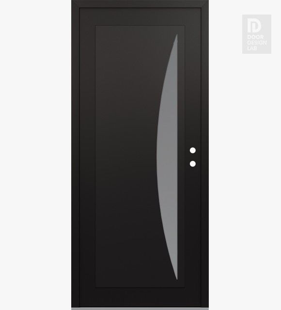 Modern Steel Front Door Diamond C13 36" x 80" black/white frosted Glass Panel black LHI