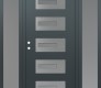 Modern Steel Front Door Diamond D6 68" x 80" anthracite/anthracite frosted Glass Panel stainless steel RHI with 2 Sidelites frosted Glass