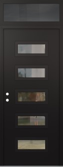 Diamond D1 36" x 96" black/black clear Glass Panel black RHI with Transom mirrored Glass
