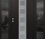 Modern Steel Front Door DIAMOND A13 68" X 80" BLACK/WHITE FROSTED GLASS PANEL STAINLESS STEEL RHI WITH 2 SIDELITES MIRRORED GLASS