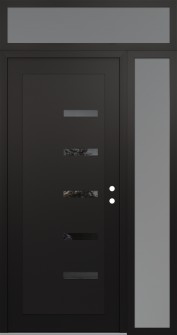 Diamond C8 48" x 96" black/black mirrored Glass Panel black LHI with Sidelite and Transom frosted Glass