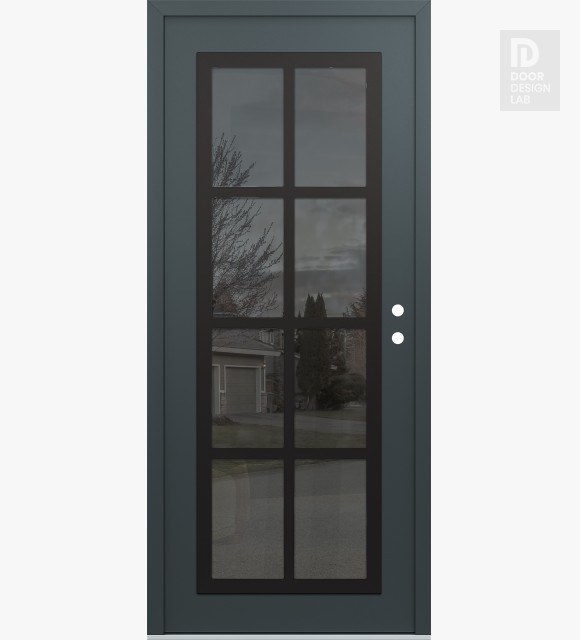Modern Steel Front Door Diamond C16 36" x 80" anthracite/anthracite mirrored Glass Panel black LHI