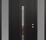 Modern Steel Front Door DIAMOND A2 68" X 96" BLACK/BLACK CLEAR GLASS PANEL BLACK LHI WITH 2 SIDELITES AND TRANSOM FROSTED GLASS