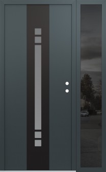 DIAMOND A4 50" X 80" ANTHRACITE/ANTHRACITE FROSTED GLASS PANEL BLACK LHI WITH SIDELITE MIRRORED GLASS