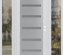 Modern Steel Front Door Diamond C7 60" x 80" white/white frosted Glass Panel stainless steel LHI with 2 Sidelites clear Glass