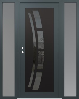 Diamond C12 68" x 80" anthracite/anthracite mirrored Glass Panel black RHI with 2 Sidelites frosted Glass