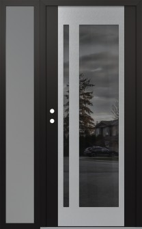 Diamond C15 50" x 80" black/black mirrored Glass Panel stainless steel RHI with Sidelite frosted Glass