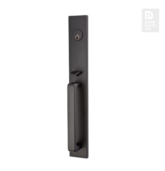 EMTEK LAUSANNE SINGLE CYLINDER KEYD 4819 FLAT BLACK US19 for Steel Front Doors