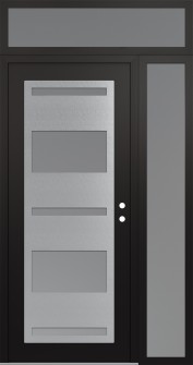 Diamond C10 48" x 96" black/white frosted Glass Panel stainless steel LHI with Sidelite and Transom frosted Glass
