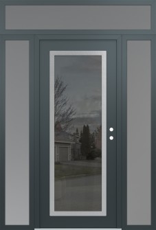 Diamond C1 68" x 96" anthracite/anthracite mirrored Glass Panel stainless steel LHI with 2 Sidelites and Transom frosted Glass