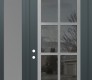 Modern Steel Front Door Diamond C16 52" x 96" anthracite/anthracite mirrored Glass Panel stainless steel RHI with Sidelite and Transom frosted Glass