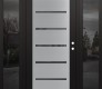 Modern Steel Front Door Diamond C11 60" x 80" black/black mirrored Glass Panel stainless steel LHI with 2 Sidelites mirrored Glass