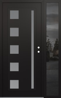 Diamond C3 50" x 80" black/white frosted Glass Panel black LHI with Sidelite mirrored Glass