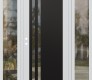 Modern Steel Front Door Diamond C6 64" x 80" white/white clear Glass Panel black RHI with 2 Sidelites clear Glass