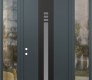 Modern Steel Front Door DIAMOND A5 64" X 96" ANTHRACITE/ANTHRACITE FROSTED GLASS PANEL BLACK RHI WITH 2 SIDELITES AND TRANSOM CLEAR GLASS
