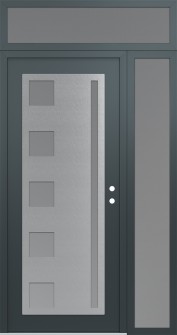 Diamond C3 48" x 96" anthracite/anthracite frosted Glass Panel stainless steel LHI with Sidelite and Transom frosted Glass