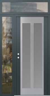 Diamond C14 52" x 96" anthracite/anthracite frosted Glass Panel stainless steel RHI with Sidelite and Transom clear Glass