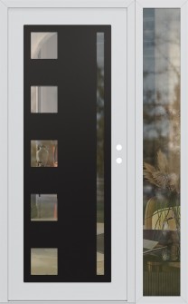 Diamond C3 52" x 80" white/white clear Glass Panel black LHI with Sidelite clear Glass