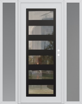 Diamond C9 68" x 80" white/white clear Glass Panel black LHI with 2 Sidelites frosted Glass