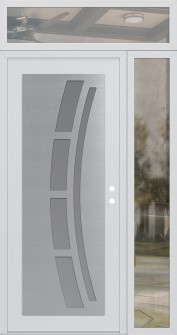 Diamond C12 48" x 96" white/white frosted Glass Panel stainless steel LHI with Sidelite and Transom clear Glass