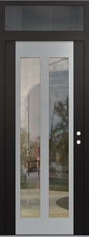 Diamond C14 36" x 96" black/black clear Glass Panel stainless steel LHI with Transom mirrored Glass