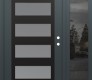 Modern Steel Front Door Diamond C9 50" x 80" anthracite/anthracite frosted Glass Panel black LHI with Sidelite mirrored Glass