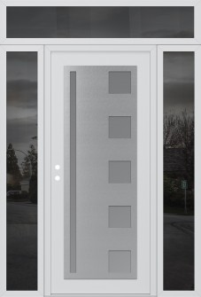 Diamond C3 68" x 96" white/white frosted Glass Panel stainless steel RHI with 2 Sidelites and Transom mirrored Glass