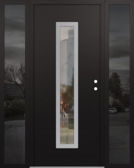 DIAMOND A11 60" X 80" BLACK/BLACK CLEAR GLASS PANEL STAINLESS STEEL LHI WITH 2 SIDELITES MIRRORED GLASS