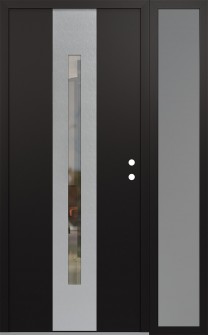 DIAMOND A2 48" X 80" BLACK/BLACK CLEAR GLASS PANEL STAINLESS STEEL LHI WITH SIDELITE FROSTED GLASS