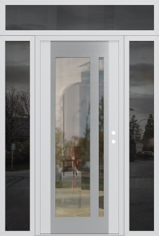 Diamond C15 60" x 96" white/white clear Glass Panel stainless steel LHI with 2 Sidelites and Transom mirrored Glass