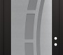 Modern Steel Front Door Diamond C12 36" x 96" black/white frosted Glass Panel stainless steel LHI with Transom frosted Glass