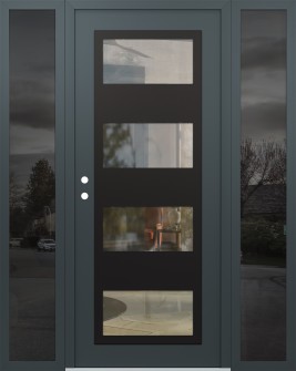 Diamond C2 64" x 80" anthracite/anthracite clear Glass Panel black RHI with 2 Sidelites mirrored Glass