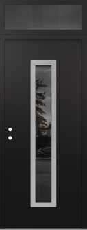 DIAMOND A11 36" X 96" BLACK/BLACK MIRRORED GLASS PANEL STAINLESS STEEL RHI WITH TRANSOM MIRRORED GLASS
