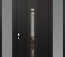 Modern Steel Front Door DIAMOND A3 60" X 96" BLACK/BLACK CLEAR GLASS PANEL BLACK RHI WITH 2 SIDELITES AND TRANSOM FROSTED GLASS
