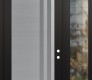 Modern Steel Front Door Diamond C6 50" x 96" black/white frosted Glass Panel stainless steel LHI with Sidelite and Transom clear Glass
