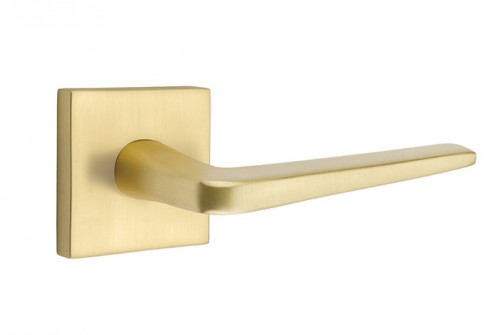 EMTEK ATHENA LEVER WITH SQUARE ROSETTE PASSAGE LH SATIN BRASS (US4) 5110