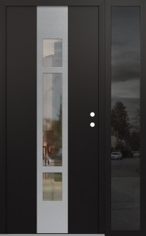 DIAMOND A9 48" X 80" BLACK/BLACK CLEAR GLASS PANEL STAINLESS STEEL LHI WITH SIDELITE MIRRORED GLASS