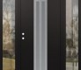 Modern Steel Front Door DIAMOND A8 68" X 80" BLACK/WHITE FROSTED GLASS PANEL STAINLESS STEEL RHI WITH 2 SIDELITES CLEAR GLASS