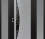 Modern Steel Front Door Diamond C13 64" x 80" black/black mirrored Glass Panel stainless steel RHI with 2 Sidelites frosted Glass